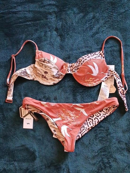 RVCA Other - RVCA Rust Floral & Leopard Accent Two-Piece Bikini